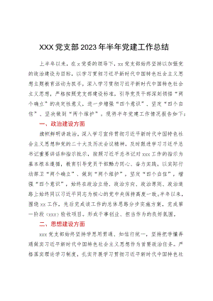 xxx党支部2023年半年党建工作总结.docx
