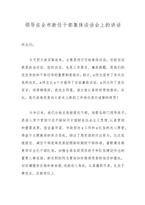 领导在全市新任干部集体谈话会上的讲话.docx