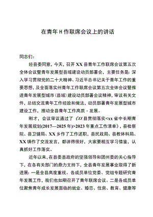 在青年工作联席会议上的讲话.docx
