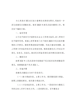 XX镇2023年民兵组织整顿工作方案.docx