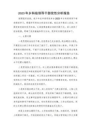 2023年乡科级领导干部党性分析报告.docx