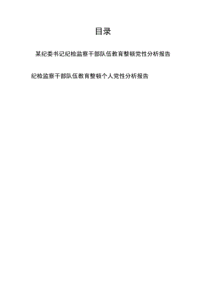 某纪委书记纪检监察干部队伍教育整顿党性分析报告、纪检监察干部队伍教育整顿个人党性分析报告.docx