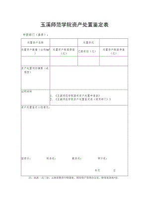 玉溪师范学院资产处置鉴定表.docx