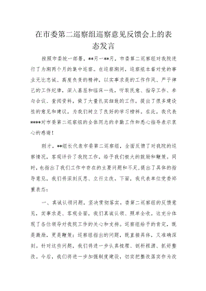 在市委第二巡察组巡察意见反馈会上的表态发言(4).docx