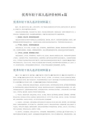 优秀年轻干部人选评价材料6篇.docx