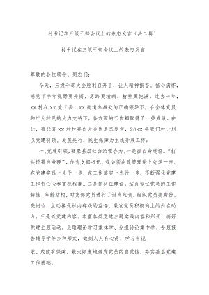 村书记在三级干部会议上的表态发言(共二篇).docx