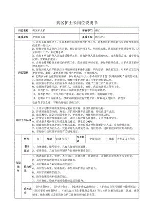 病区护士长岗位说明书.docx