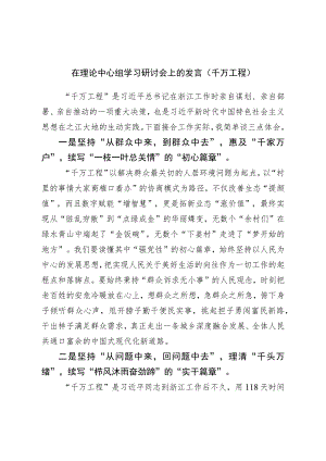 在理论中心组学习研讨会上的发言（千万工程）.docx