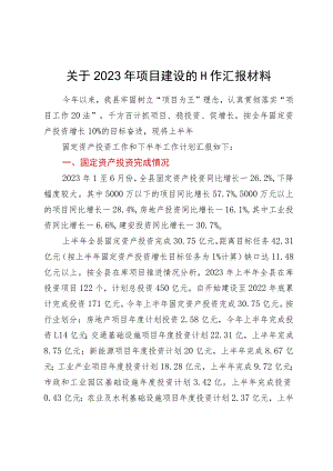 关于2023年项目建设的工作汇报材料.docx