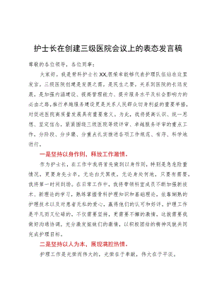 护士长在创建三级医院会议上的表态发言稿.docx