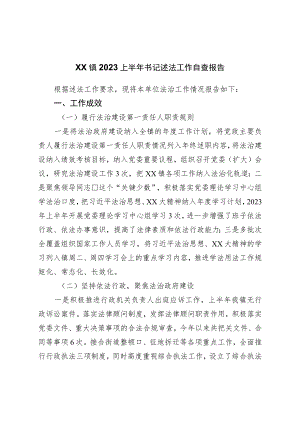 镇2023上半年书记述法工作自查报告.docx