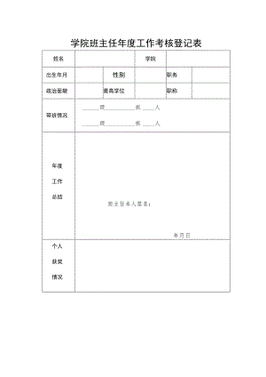 学院班主任年度工作考核登记表.docx