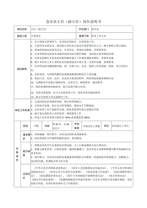 急诊室主任（副主任）岗位说明书.docx