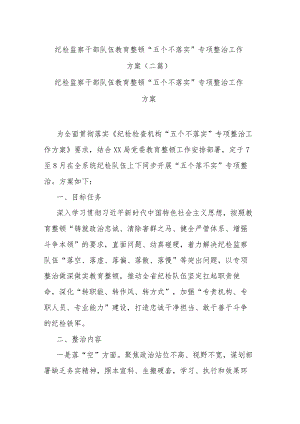 纪检监察干部队伍教育整顿“五个不落实”专项整治工作方案(二篇).docx