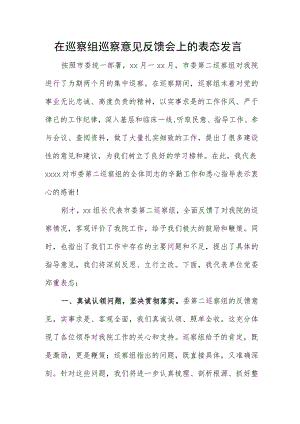 在巡察组巡察意见反馈会上的表态发言.docx