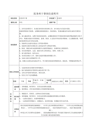 医务科干事岗位说明书.docx