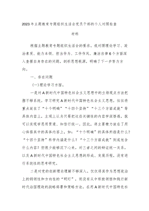 2023年主题教育专题 组织生活会党员干部的个人对照检查材料.docx