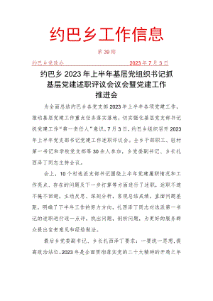 第一书记抓基层党建述职评议会简报 .docx