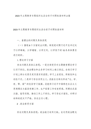 2023年主题教育专题组织生活会班子对照检查材料2篇.docx