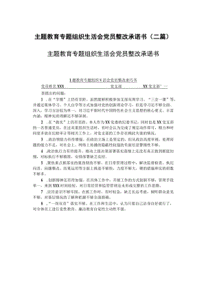 主题教育专题组织生活会党员整改承诺书(二篇).docx