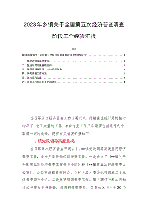 2023年乡镇关于全国第五次经济普查清查阶段工作经验汇报.docx