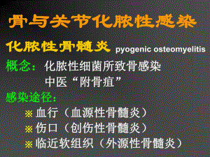 骨与关节化脓性感染化脓性骨髓炎pyogenicosteomyelitis概.ppt