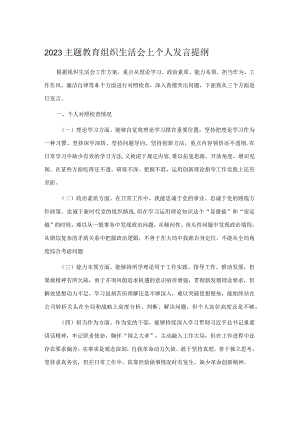 2023主题教育组织生活会上个人发言提纲.docx