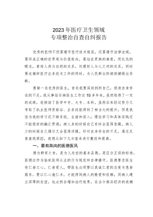 2023年医疗卫生领域专项整治自查自纠报告.docx