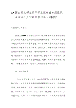 XX国企党支部党员干部主题教育专题组织生活会个人 对照检查材料.docx