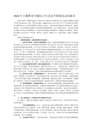 2023年主题教育专题民主生活会开展情况总结报告.docx