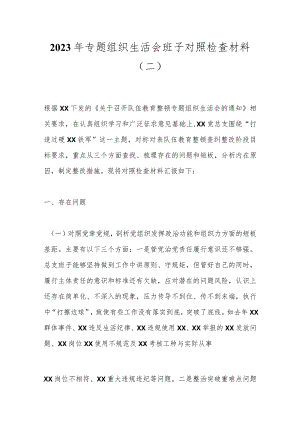 2023年专题组织生活会班子对照 检查材料（二）.docx