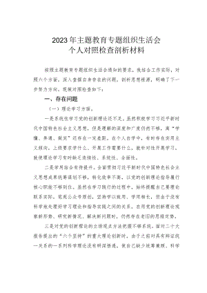 2023年主题教育专题组织生活会个人对照检查剖析材料.docx
