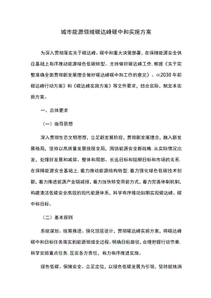 城市能源领域碳达峰碳中和实施方案.docx