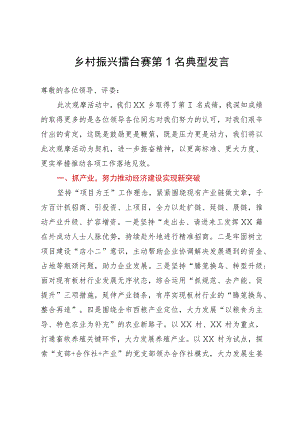 乡村振兴擂台赛第1名典型发言.docx