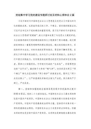 党组集中学习党的建设专题研讨发言材料心得体会2篇.docx