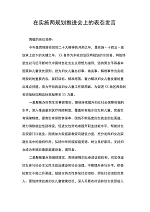 在实施两规划推进会上的表态发言稿.docx