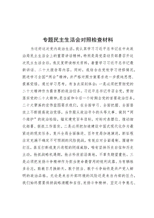 专题民主生活会对照检查材料.docx