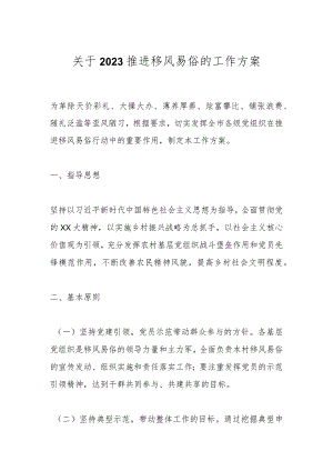 关于2023推进移风易俗的工作方案.docx