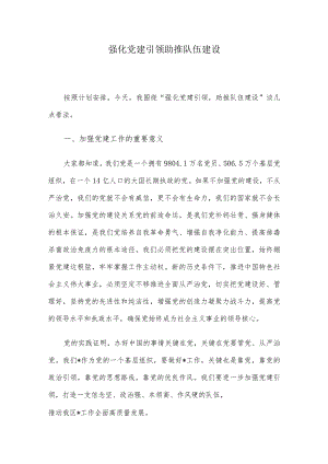 强化党建引领助推队伍建设.docx
