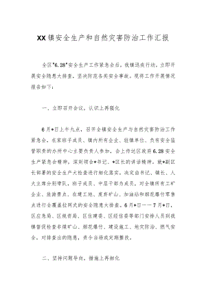 XX镇安全生产和自然灾害防治工作汇报.docx