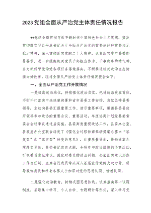 2023党组全面从严治党主体责任情况报告.docx