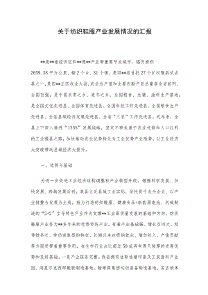 关于纺织鞋服产业发展情况的汇报.docx