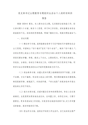 党支部书记主题教育专题组织生活会个人剖析材料供借鉴.docx
