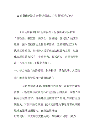 X市场监管综合行政执法工作新亮点总结.docx