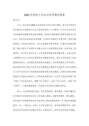 2023年组织工作会议讲话稿供借鉴.docx