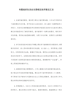 专题组织生活会支委相互批评意见汇总.docx