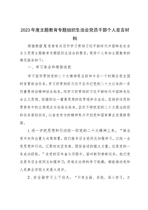 2023年度主题教育专题 组织生活会党员干部个人发言材料.docx