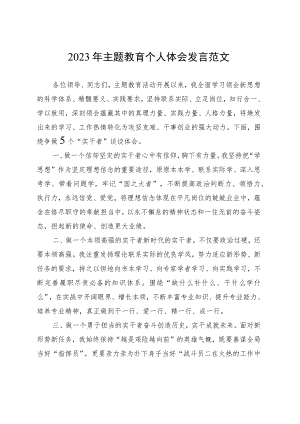 2023年主题教育个人体会发言范文.docx