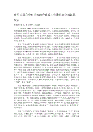 市司法局在全市法治政府建设工作推进会上的汇报发言.docx