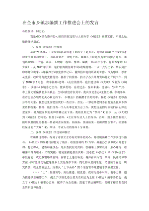在全市乡镇志编撰工作推进会上的发言.docx
